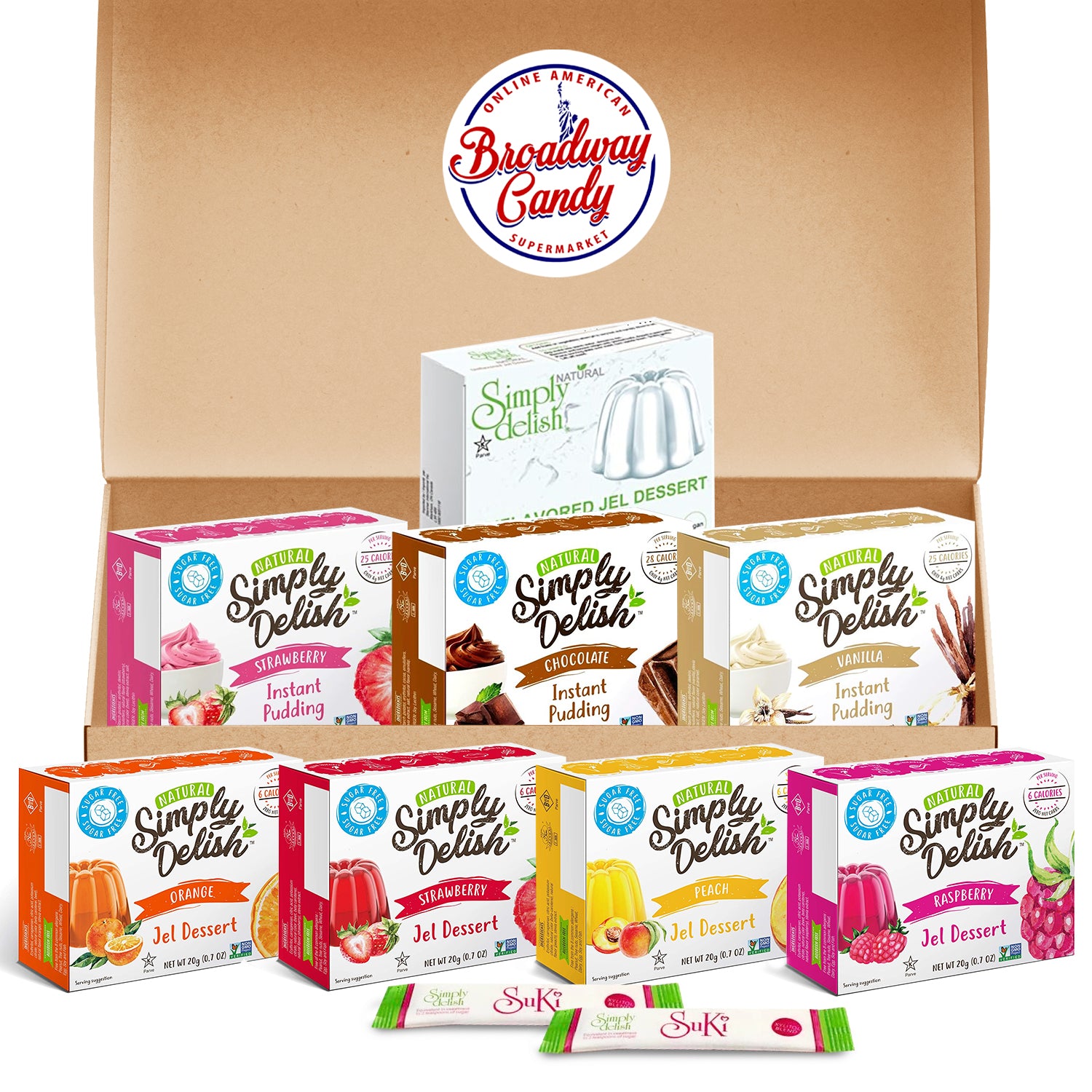 Simply Delish Natural Jelly & Pudding Variety Pack of 8 by Broadway