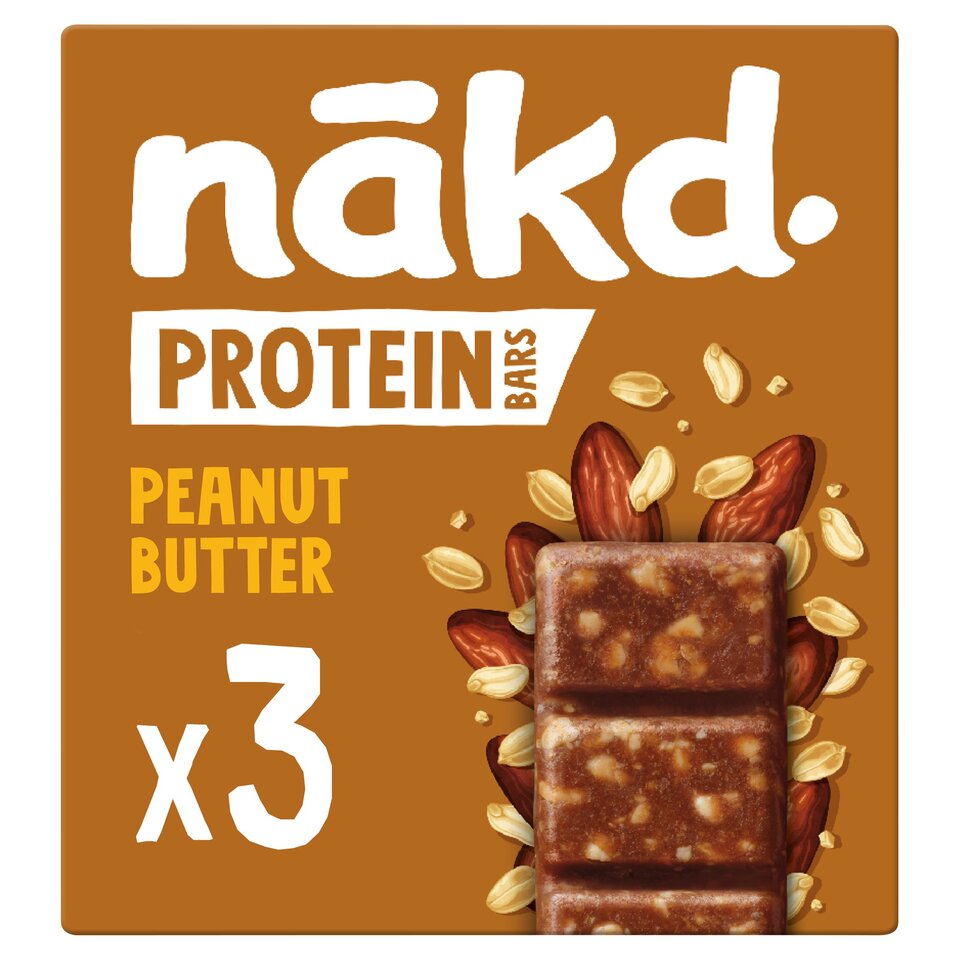 Nakd Pack Of 12 X 3 X 45g Bars Protein MULTIPACK Peanut Butter nakd-pack-of-12-x-3-x-45g-bars-protein-multipack-peanut-butter