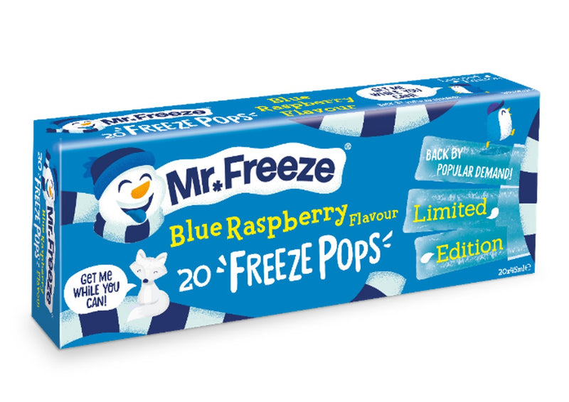 Mr Freeze Ice Pops - Blue Raspberry - 20 pops x 45ml - Exp: 30/04/24