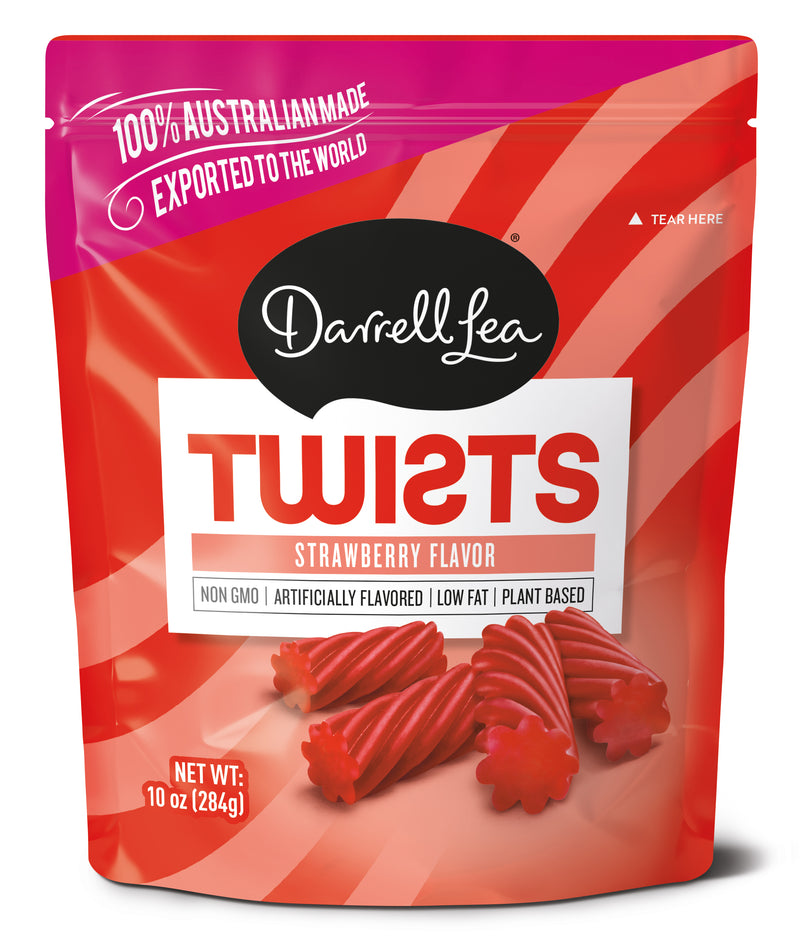 Darrell Lea Twists Fresh Strawberry 284g (10oz)
