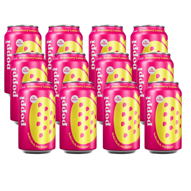 Poppi  Sparkling Prebiotic Soda Straw Lemon 355ml