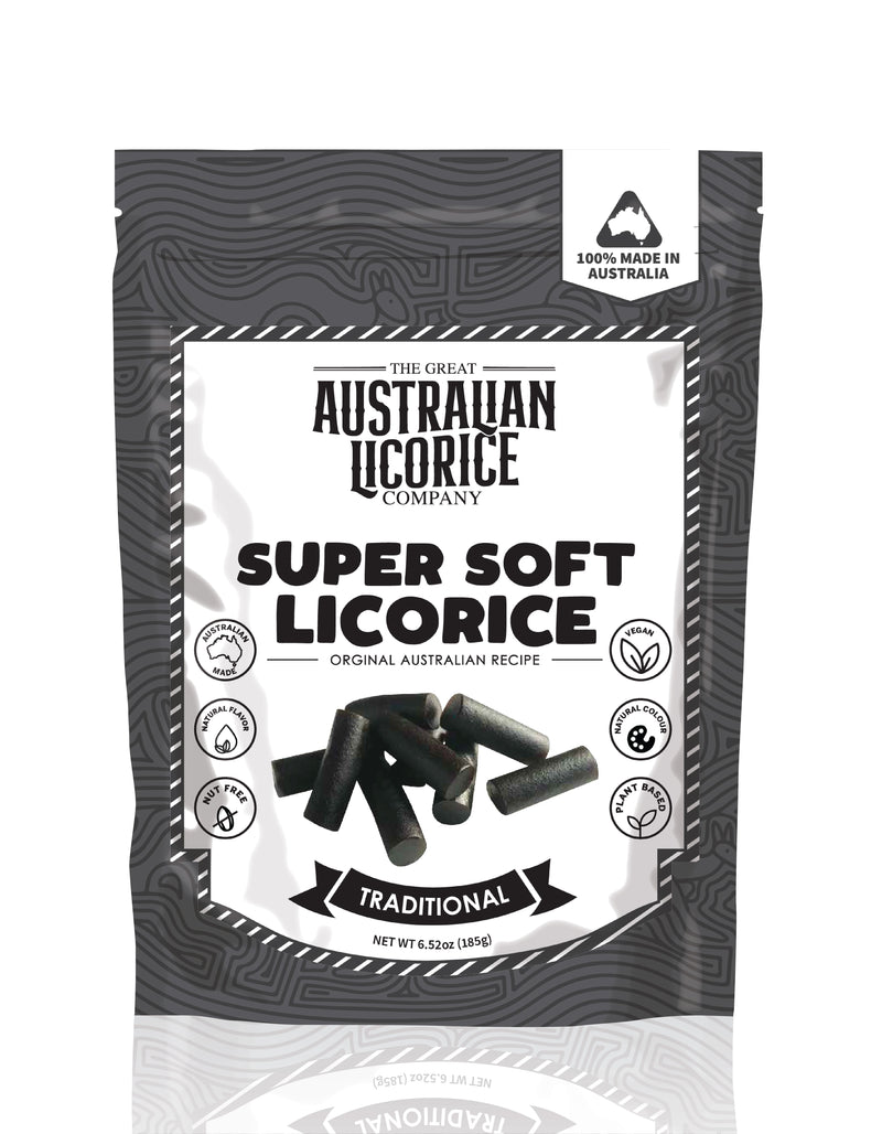 The Great Australian Licorice Company Super Soft Liquorice Traditional 185g (6.52oz)