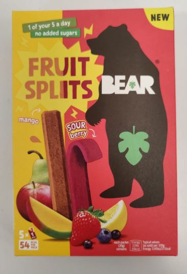 Bear Splits Pack of 8 x 5 x 20g Mango & Sour Berry