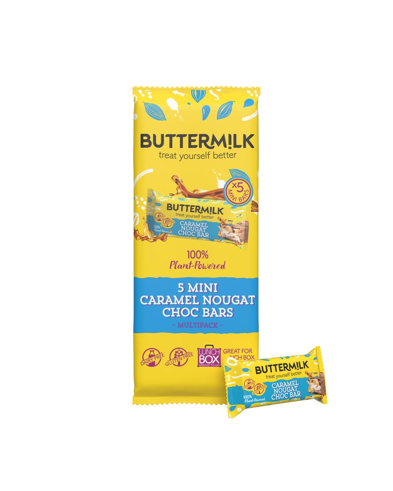 Buttermilk Plant Powered 5 Mini Caramel Nougat Choc Bars Multipack 125g