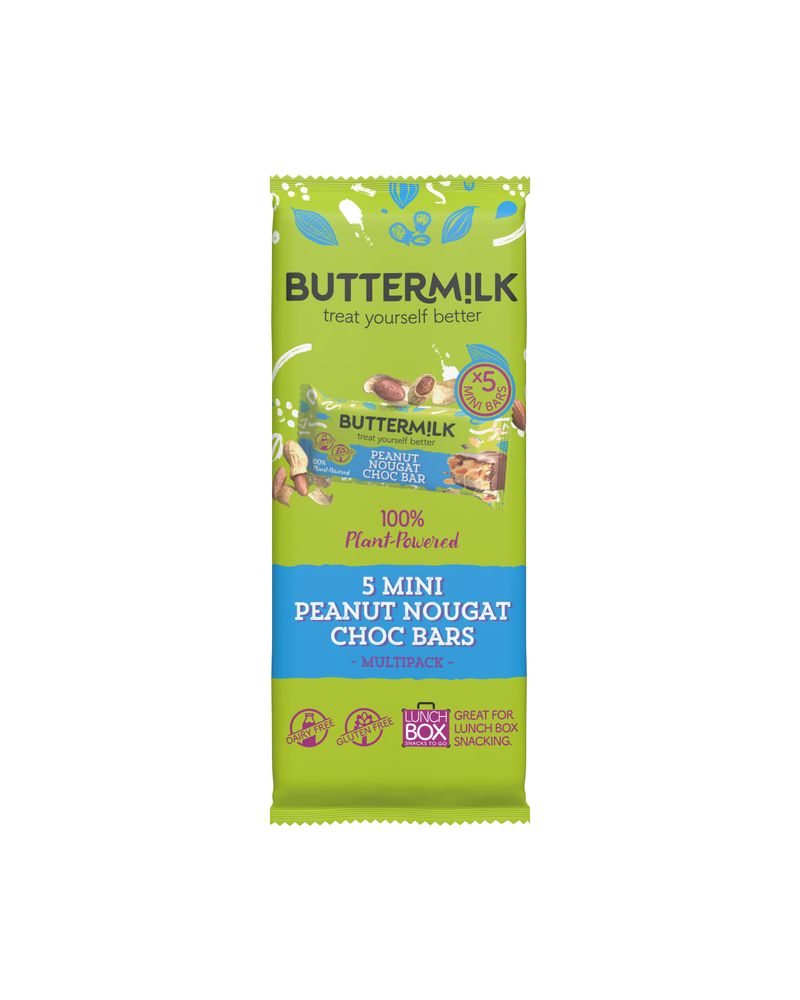 Buttermilk Plant Powered 5 Mini Peanut Nougat Choc Bars Multipack 125g