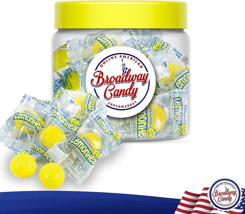 Lemonhead Individually Wrapped Candies Jar 300g (Approx. 35 Pieces) by Broadway Candy