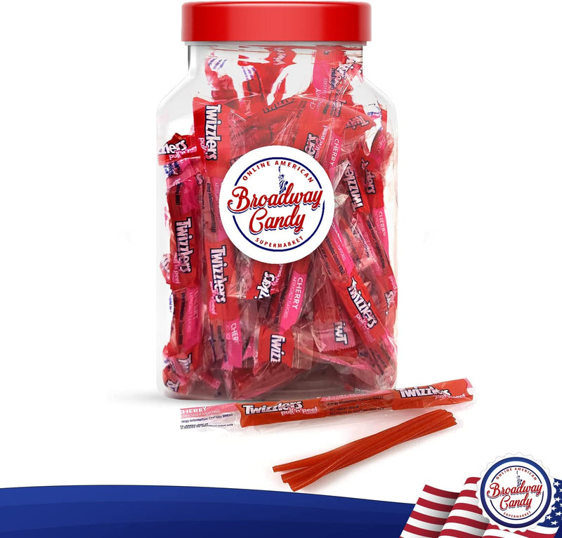 Twizzler Pull n Peel Cherry Jar 750g (Approx. 60 Pieces) by Broadway Candy