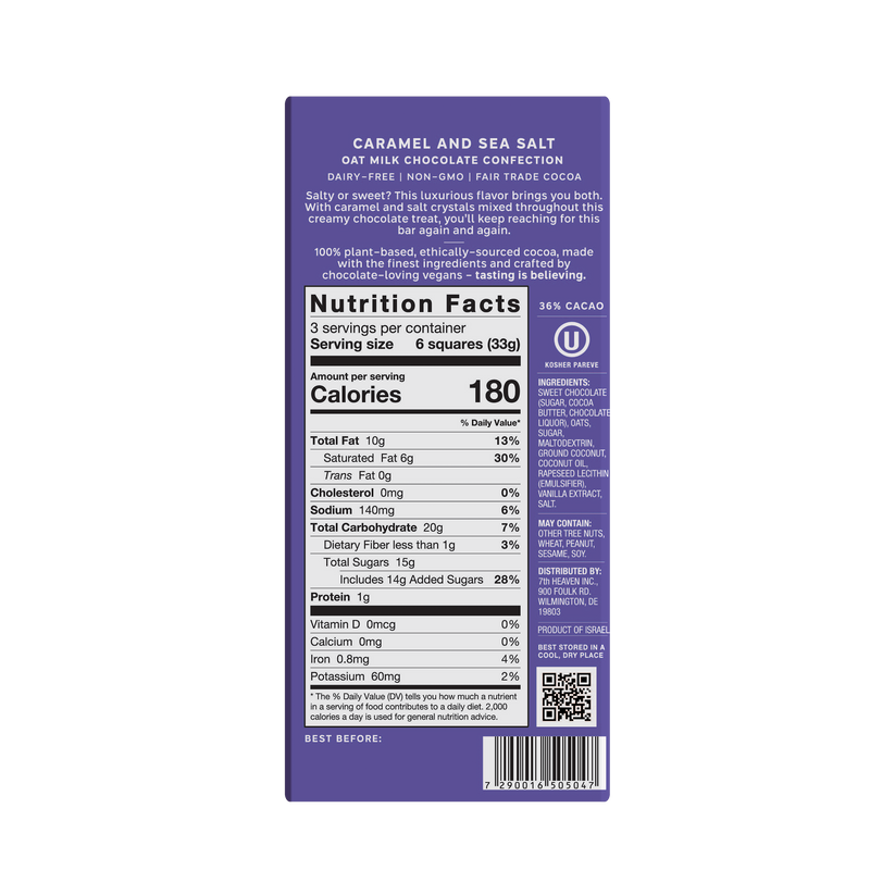 7th Heaven Caramel And Sea Salt Oat Milk Chocolate 100g