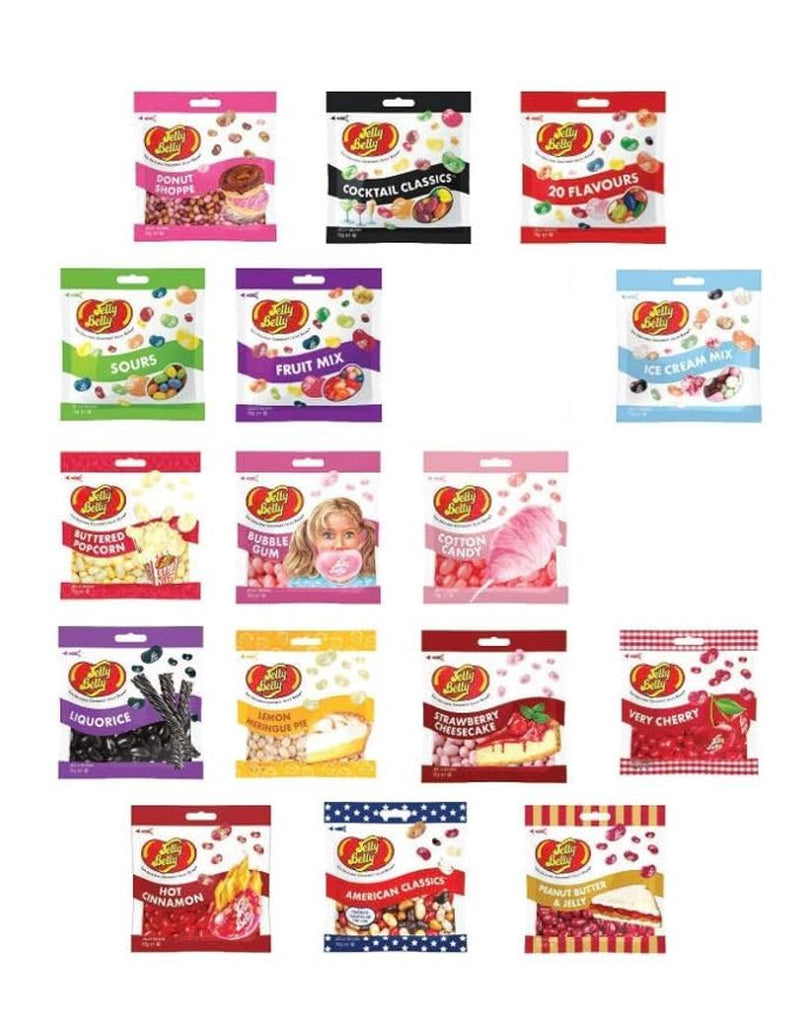 Jelly Belly Starter Kit - 16 Pack | Jelly Bean 70g Bag Variety Mix by Broadway Candy