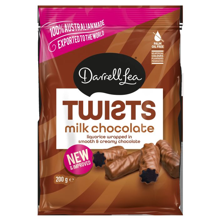 Darrell Lea Liquorice Twists Coated in Milk Chocolate NK 200g