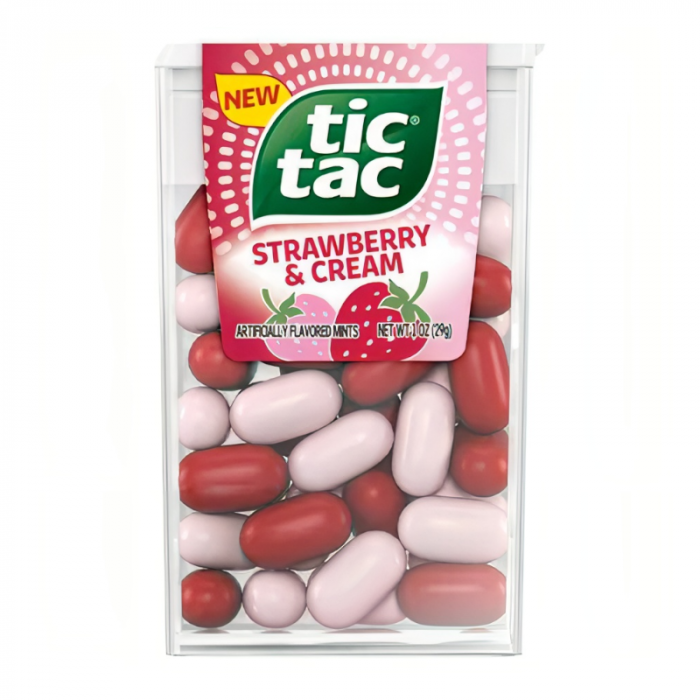 Tic Tac Pack of 12 x 28g Strawberry & Cream Singles