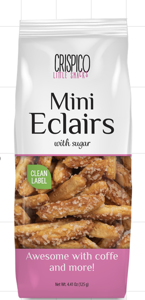 Crispico Pack of 10 x 125g Mini Eclairs with Sugar