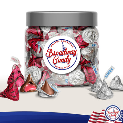 Hershey's Kisses Silver & Cherry Mix Jar 600g (Approx. 120 Pieces) by Broadway Candy