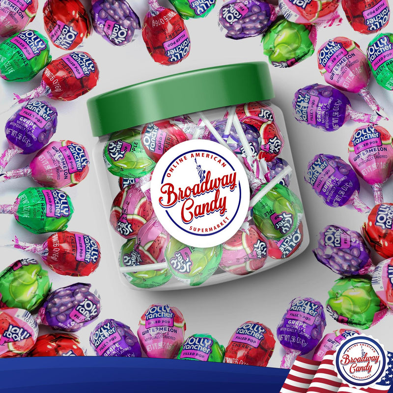 Jolly Rancher Filled Lollipops Changemaker and Original Jar 500g (Approx. 30 Pieces) by Broadway Candy