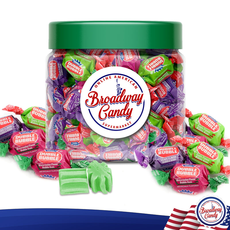 Dubble Bubble 3 Flavour Twist Bubble Gum Jar 450g (Approx. 60 Pieces) by Broadway Candy