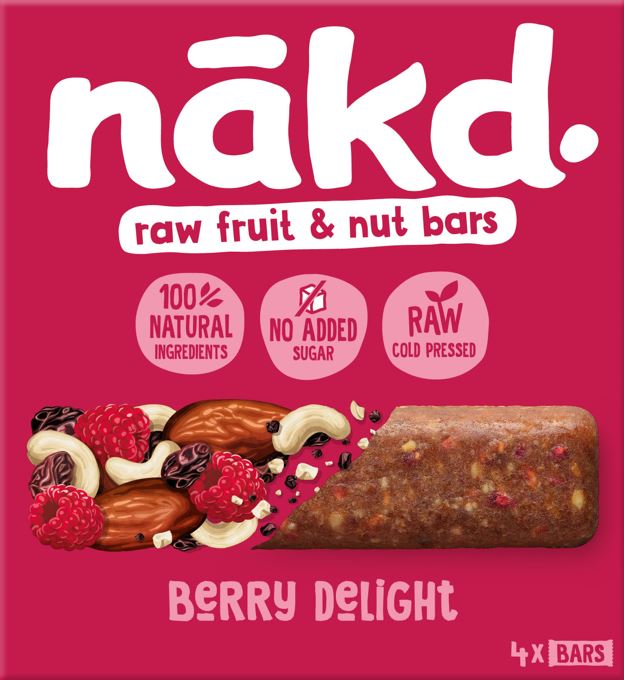 Nakd Pack of 12 x 4 x 35g Bars MULTIPACK Berry Delight
