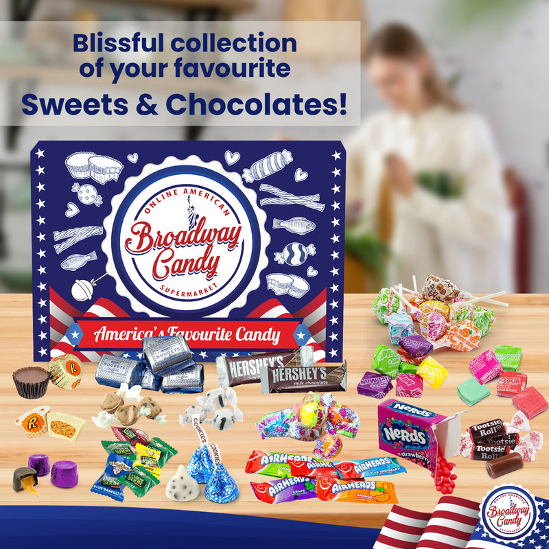 Mixed American Mini Candies Gift Box | 90 Piece Assortment | Sweets & Chocolate Hamper by Broadway Candy