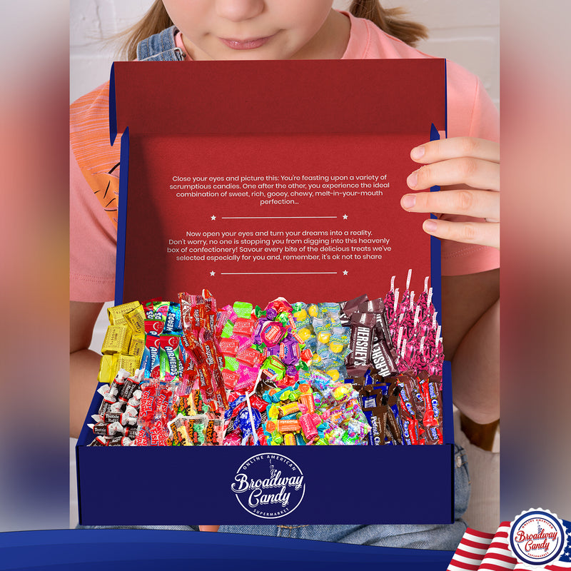 Mixed American Mini Candies Gift Box | 90 Piece Assortment | Sweets & Chocolate Hamper by Broadway Candy