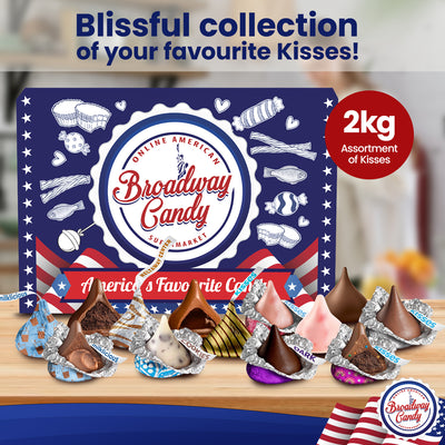 Mega Box of Blissful Kisses by Broadway Candy| 2kg Assortment of Hershey's Kisses
