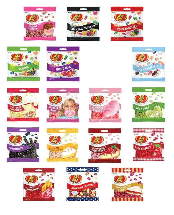Jelly Belly Starter Kit - 17 Pack | Jelly Bean 70g Bag Variety Mix by Broadway Candy