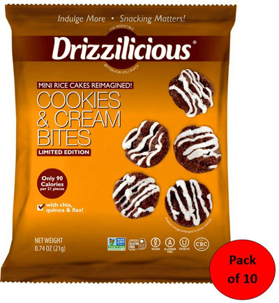 Drizzilicious Cookies & Cream Bites - Mini Rice Cakes - 21g