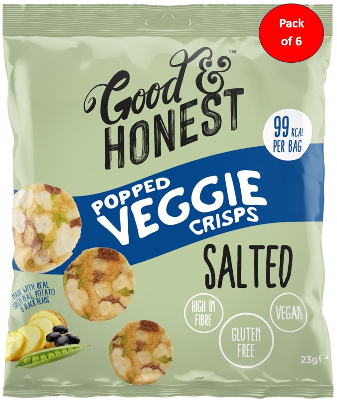 Good & Honest Pack of 24 x 23g Chips Veggie Green Pea & Black Bean Salt