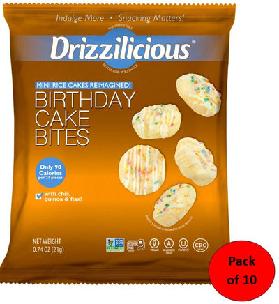 Drizzilicious Birthday Cake Bites - Mini Rice Cakes - 21g