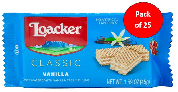 Loacker Pack of 25 x 45g Vanille Wafers