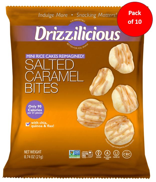 Drizzilicious Salted Caramel Bites Mini Rice Cakes 21g Broadway Candy