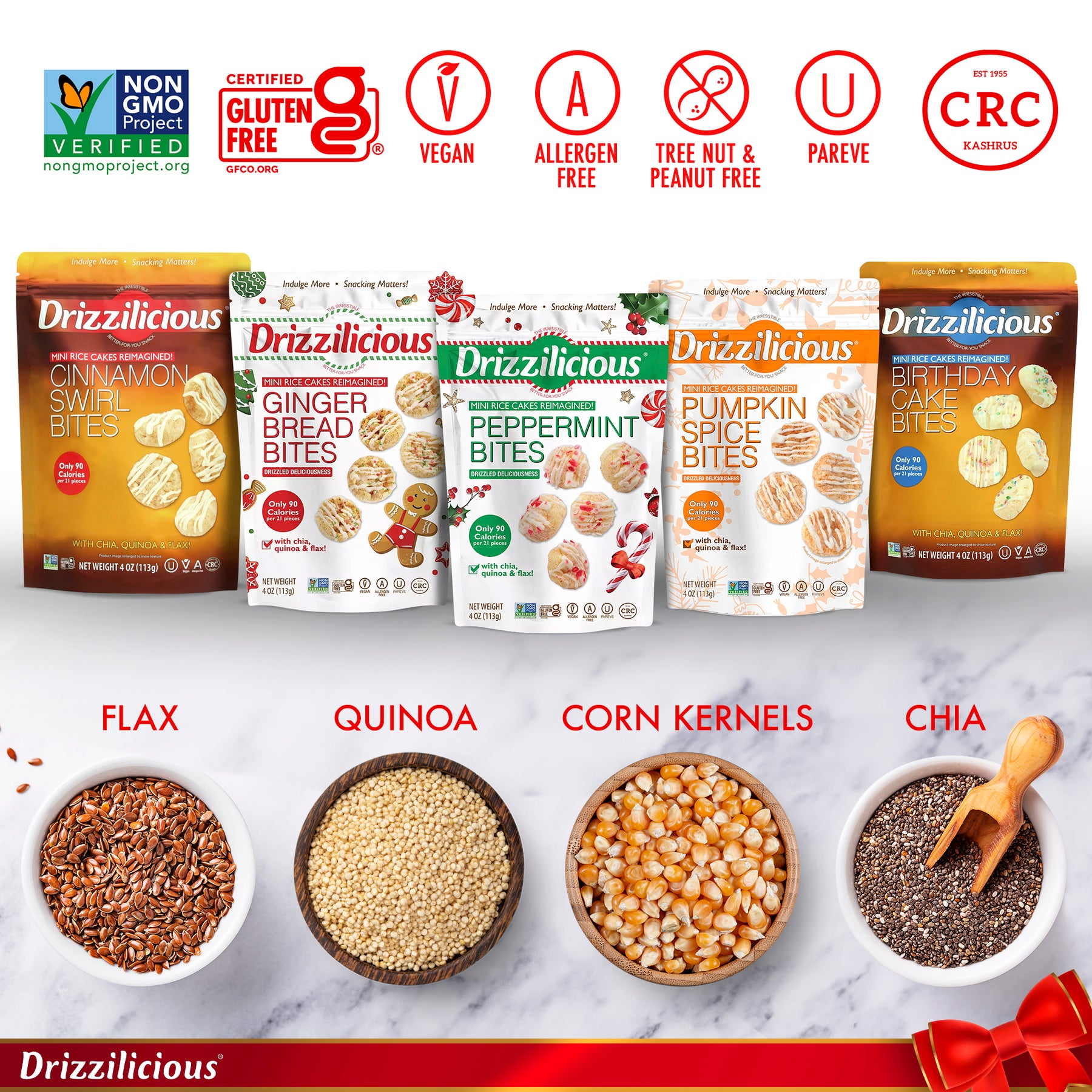 Drizzilicious Mini Rice Cakes Bites Seasonal Variety | Pack of 5 ...