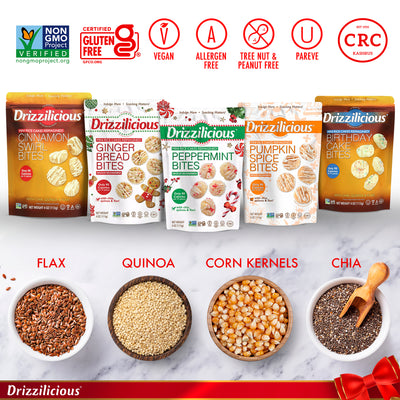 Drizzilicious Mini Rice Cakes Bites Seasonal Variety | Pack of 5 **Some Flavours Expire in June 2025**