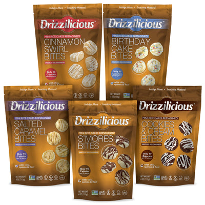 Drizzilicious Mini Rice Cake Bites Variety | 113g Bags | Pack of 5 by Broadway Candy