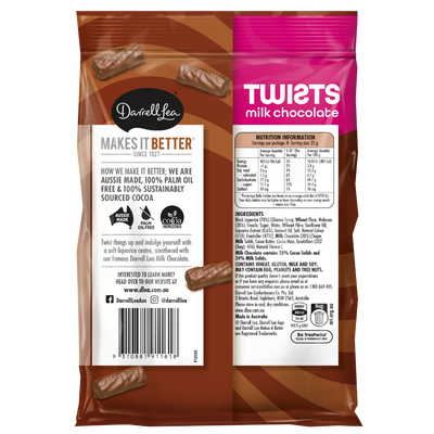 Darrell Lea Liquorice Twists Coated in Milk Chocolate NK 200g