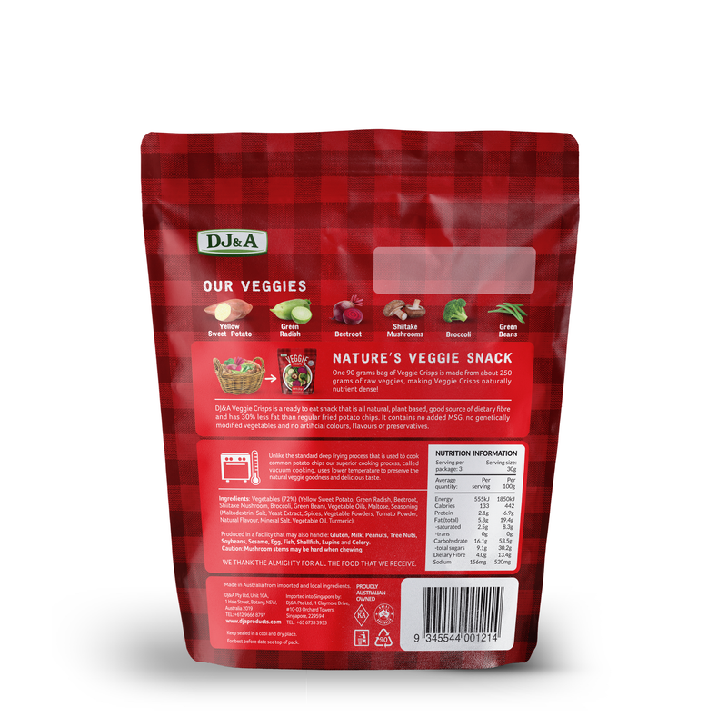 DJ & A Veggie Crisps Hot & Spicy 90g