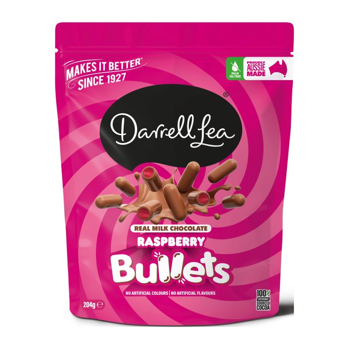 Darrell Lea Milk Chocolate Raspberry Bullets NK 204g