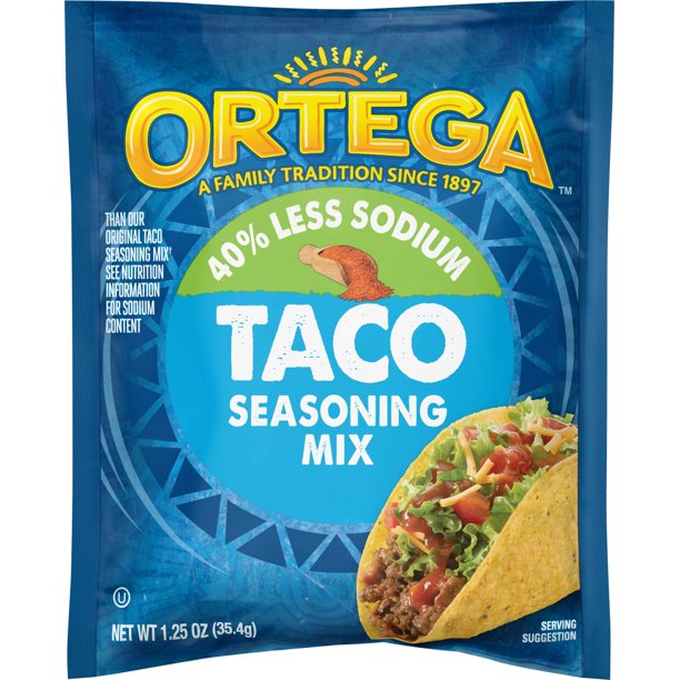 Ortega Taco Seasoning 40% Less Sodium 28g (1oz)