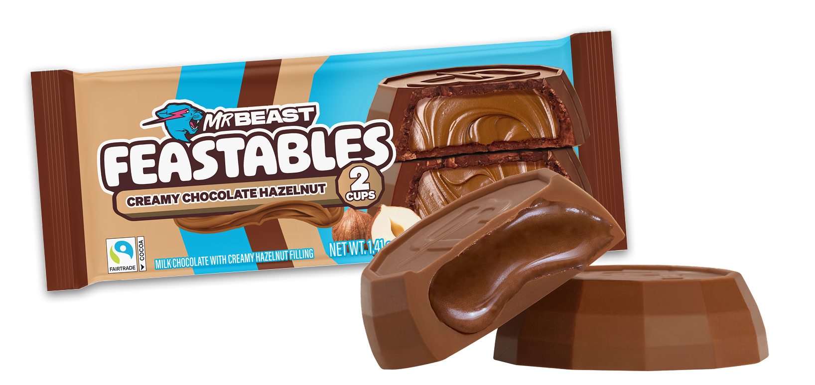 Mr Beast Feastables Hazelnut Cup 2 Pack 40g **Expired 01/05/2026 ...