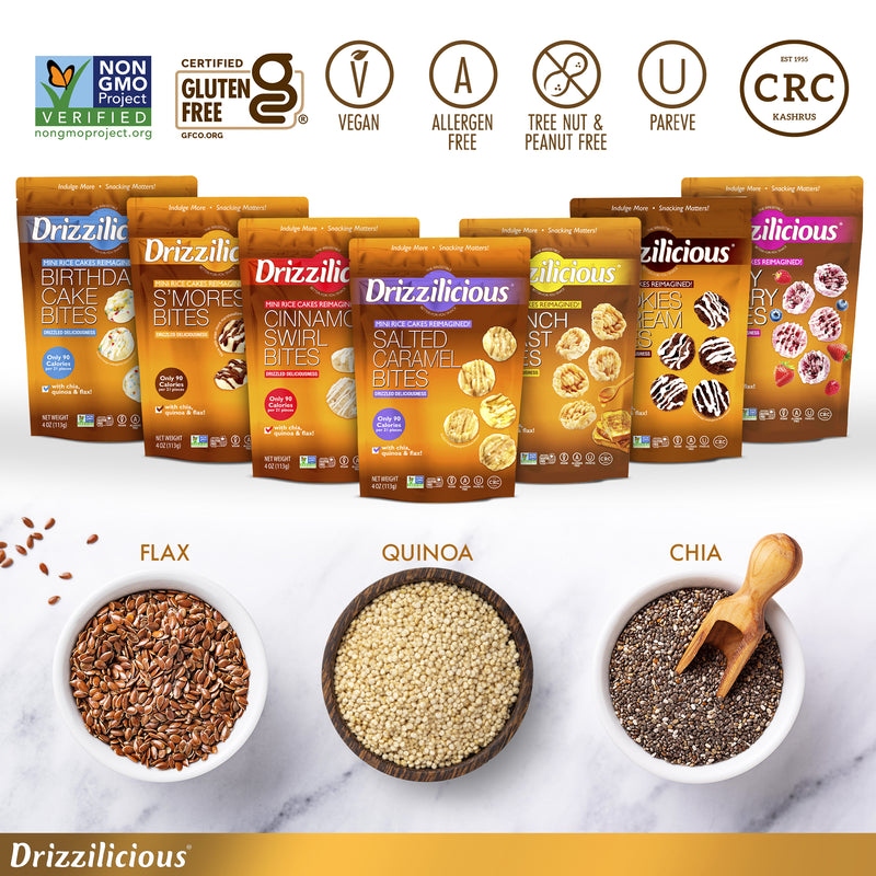 Drizzilicious Mini Rice Cake Bites Variety Mix | 113g Bags | Pack of 7