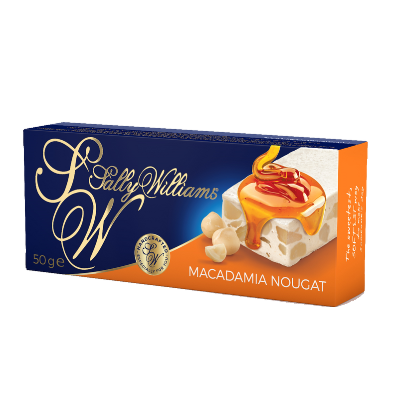 Sally Williams Pack of 12 x 50g BAR Nougat Roasted Macadamia