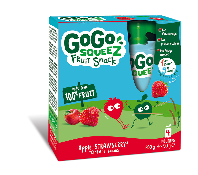 GoGo SqueeZ - Apple Strawberry Fruit Snack - 4 x 90g pouches