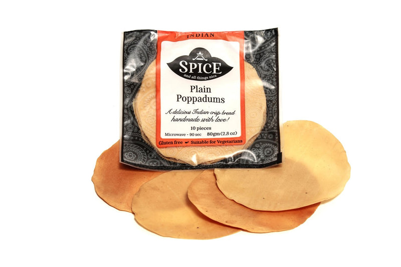 Spices & All Things Nice Poppadums Plain 10 x 80g