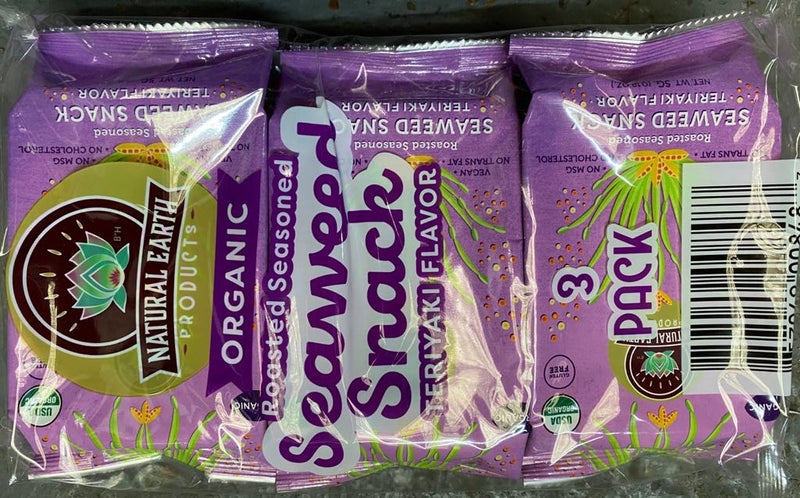 Natural Earth Products Pack of 12 x 3 x 5g Seaweed Snack Teriyaki