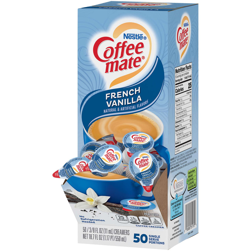 Coffee Mate Liquid French Vanilla Single Serve Creamer 50 x 11ml **Expired 05/05/2025**