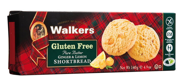 Walkers Gluten Free Ginger & Lemon Shortbread 140g