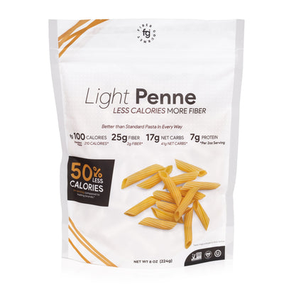 Fiber Gourmet Light Penne Pasta 227g | Fibre Enriched | Low Calorie | Vegan