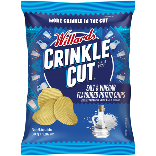 Willards Crinkle Cut Salt & Vinegar Chips SMALL 30g