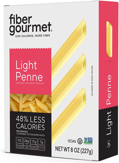 Fiber Gourmet Light Penne Pasta 227g | Fibre Enriched | Low Calorie | Vegan