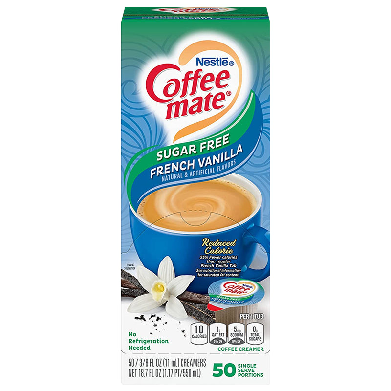 Coffee Mate Liquid Sugar Free French Vanilla Single Serve Creamer 50 x 11ml **Expires 31/05/2025**