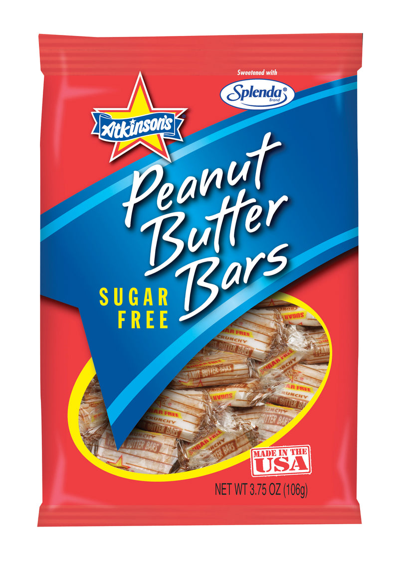 Atkinson Pack of 12 x 106g Sugar Free Peg Bag Peanut Butter Bars