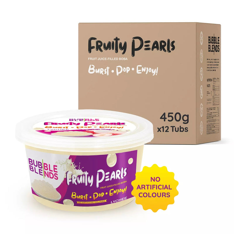 Bubble Blends - Lychee Popping Boba Fruit Juice Filled Pearls 450g **Expired 25/02/2025**